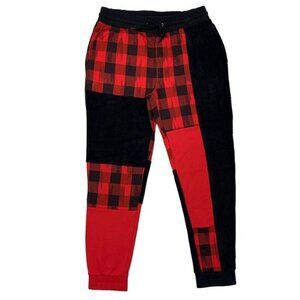 Sun + Stone Mens Jogger pants Colby Buffalo Check Fleece Jogger Pants Size M